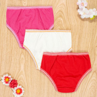 KIT CALCINHA 3 PEÇAS INFANTIL CANELADINHA COM LACINHO CORES SORTIDAS