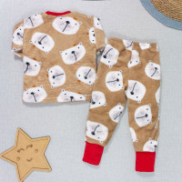 CONJUNTO LONGO INFANTIL 1 AO 3 FLEECE ESTAMPADINHO URSO BEGE