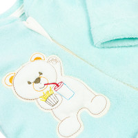 MACACÃO LONGO PELÚCIA ZÍPER PARA BEBÊ BORDADO URSO VERDE CLARO