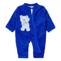 MACACÃO LONGO PELÚCIA ZÍPER PARA BEBÊ BORDADO URSO ROYAL