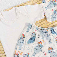 KIT 3 PEÇAS BODY SHORTS E BANDANA ECOLÓGICO BABY MARINHO