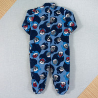 MACACÃO INFANTIL 1 AO 3 EM SOFT LONGO ESTAMPADINHO PINGUIM AZUL
