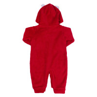MACACÃO LONGO PELÚCIA PARA BEBÊ BORDADO COM CAPUZ URSA VERMELHO