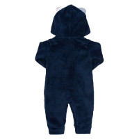 MACACÃO LONGO PELÚCIA PARA BEBÊ BORDADO COM CAPUZ URSO MARINHO