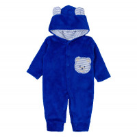 MACACÃO LONGO PELÚCIA PARA BEBÊ BORDADO COM CAPUZ URSO ROYAL