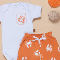 Conjunto Shorts e Body Curto Minimalista Caranguejo - Menino
