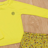 Conjunto Praia Infantil UV50+ Camiseta e Sunga Amarelo Patos
