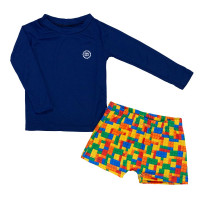Conjunto para Praia com Camiseta e Sunga Azul Marinho Lego
