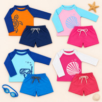 Conjunto de Praia Infantil Até 3 anos Camiseta UV 50+ e Shorts Mágico Rosa Claro