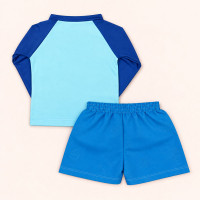 Conjunto de Praia Infantil Até 3 anos Camiseta UV 50+ e Shorts Mágico Azul Claro