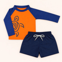 Conjunto de Praia Infantil Até 3 anos Camiseta UV 50+ e Shorts Mágico Laranja
