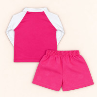 Conjunto de Praia Infantil Até 3 anos Camiseta UV 50+ e Shorts Mágico Pink e Branco