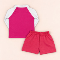 Conjunto de Praia Infantil Até 3 anos Camiseta UV 50+ e Shorts Mágico Pink e Framboesa