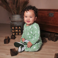 CONJUNTO PARA BEBÊ BODY LONGO E CALÇA MINIMALISTA CERVO VERDE