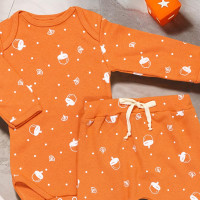 CONJUNTO PARA BEBÊ BODY LONGO E CALÇA MINIMALISTA NOZ COBRE