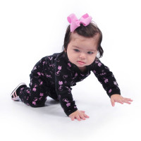 CONJUNTO PARA BEBÊ BODY LONGO E CALÇA MINIMALISTA GATINHA PRETO