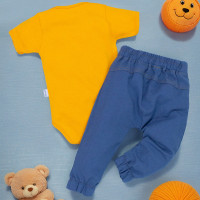 Conjunto Baby Bear Fashion em Mostarda e Nimbus para Bebê Menino