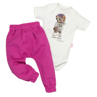 Conjunto Baby Bear Offwhite e Rosa Pink: Conforto e Estilo para a Bebê