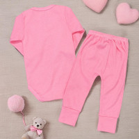 Conjunto Longo Rosa Basic em Suedine 100% Algodão para Bebê