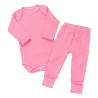 Conjunto Longo Rosa Basic em Suedine 100% Algodão para Bebê