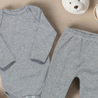 Conjunto para Bebê Unissex Basic Mescla em Suedine
