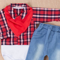 Conjunto para Bebê Junino com Body, Bandana e Calça Jeans