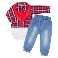 Conjunto para Bebê Junino com Body, Bandana e Calça Jeans