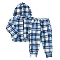 Conjunto Quentinho Sherpa Xadrez para Bebês Meninos Azul