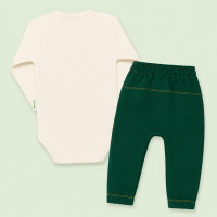 Conjunto Bebê Body Manga Longa Estampa Dino e Calça Jogger Ecolinho