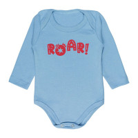 CONJUNTO BODY LONGO E CALÇA PARA BEBÊ ESTAMPADO ROAR AZUL CLARO