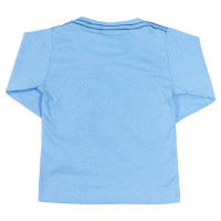 CAMISETA LONGA EM MALHA PARA BEBÊ ESTAMPADINHO SUPER COOL AZUL CLARO