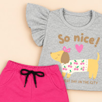 Conjunto 6 Peças para Menina Blusa Bordada e Shorts