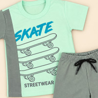 Conjunto Infantil Menino Camiseta e Bermuda de 2 até 08 anos Verde