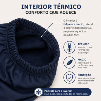 Conjunto Térmico Infantil Body Manga Longa e Calça Pé Aberto Quentinho Marinho 12 a 24 Meses