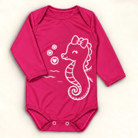 Conjunto Bebê Com Proteção Solar Body Uv50+ E Boné Pink Cavalo Marinho de 3 Meses a 1 Ano