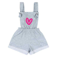JARDINEIRA CURTA E BLUSA PARA BEBÊ APLIQUE CORAÇÃO MESCLA