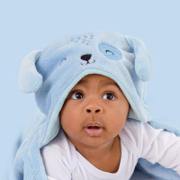 COBERTOR MICROFIBRA MAMI PARA BEBÊ CAPUZ BORDADO DOG AZUL
