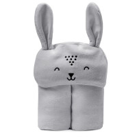 COBERTOR MICROFIBRA MAMI PARA BEBÊ CAPUZ BORDADO RABBIT CINZA