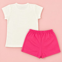 Conjunto de 2 até 10 anos para Menina Blusa Estampada e Shorts Saia Creme