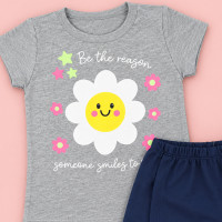 Conjunto de 2 até 10 anos para Menina Blusa Estampada e Shorts Saia Mescla