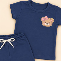 Conjunto 6 Peças para Menina Blusa Bordada e Shorts Moletinho de 2 até 10 Anos 