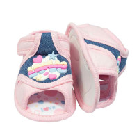 SANDÁLIA COM VELCRO PARA BEBÊ MENINA APLIQUE LOVE ROSA CLARO