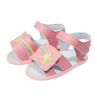 SANDÁLIA COM VELCRO DUPLO APLIQUE ESTRELA PARA BEBÊ ROSA CLARO