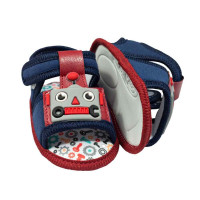 SANDÁLIA COM VELCRO PARA BEBÊ MENINO APLIQUE ROBÔ MARINHO