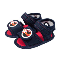 SANDÁLIA COM VELCRO DUPLO APLIQUE FOGUETE PARA BEBÊ MARINHO