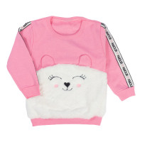CONJUNTO LONGO INFANTIL EM MOLETOM BLUSA E CALÇA BORDADINHO ROSA