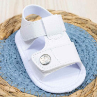SANDÁLIA COM VELCRO DUPLO PARA BEBÊ MENINO BRANCO