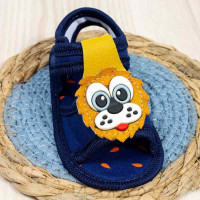 SANDÁLIA COM VELCRO PARA BEBÊ MENINO APLIQUE CACHORRINHO MARINHO