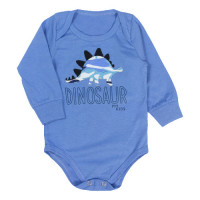 CONJUNTO LONGO BEBÊ EM MOLETOM BODY E CALÇA ESTAMPA DINO AZUL