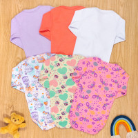 Kit body 100% algodão 6 pçs manga longa bebê menina